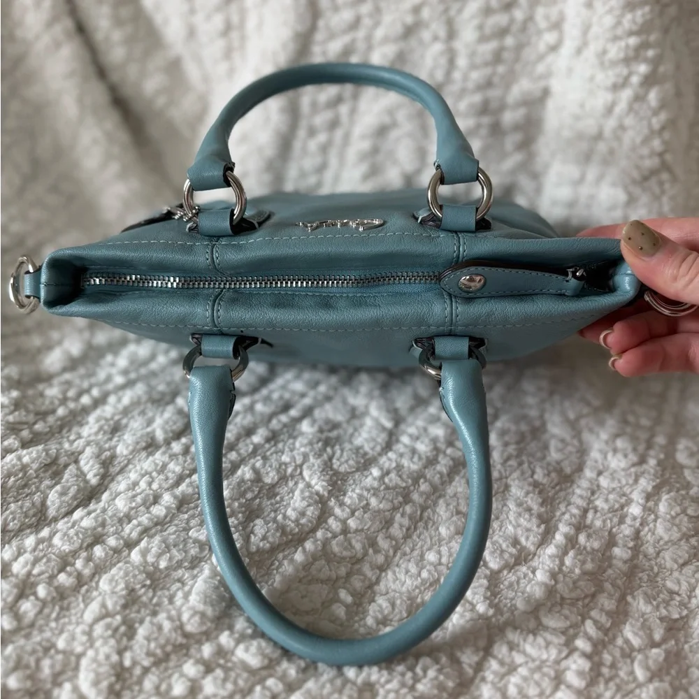 Vintage Coach Y2K Mini Ashley Leather Tote & Crossbody Bag Tiffany Blue & Silver - Picture 5 of 10